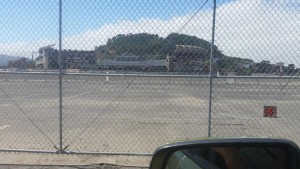 candlestick crumbles from center field  parking lot view